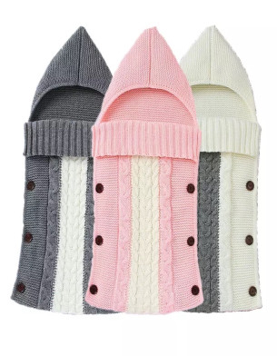 Grey Pink Crib Baby Cart Envelope Crochet Sleeping Bag for Babies 74x35cm